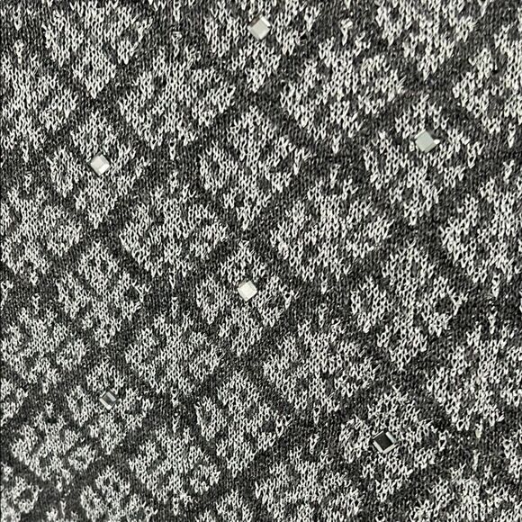 White House Black Market Gray Fringe Sweater Rhinestone & Metallic Accents NWOT - Picture 4 of 11